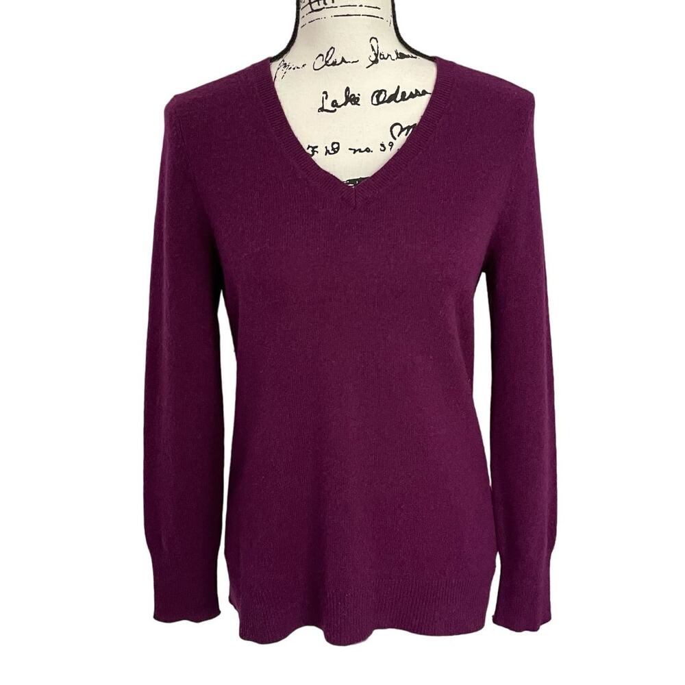 Alex Marie 100% Cashmere V Neck Sweater Royal Purple Pullover M Quiet Luxury